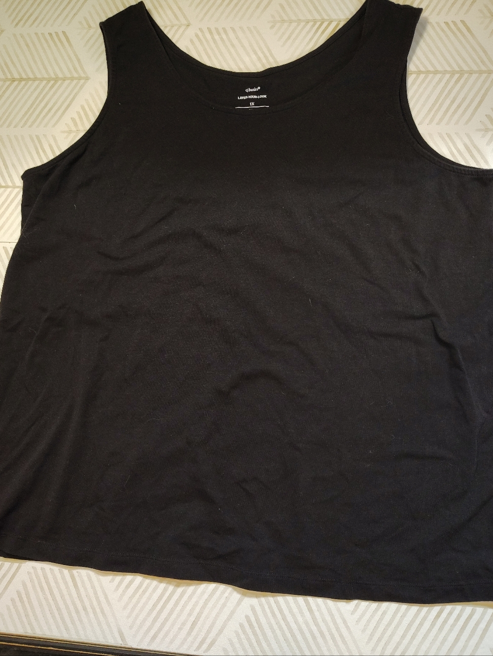 CJ Banks "Layer Your Look" Black Cotton Tank Top 1X